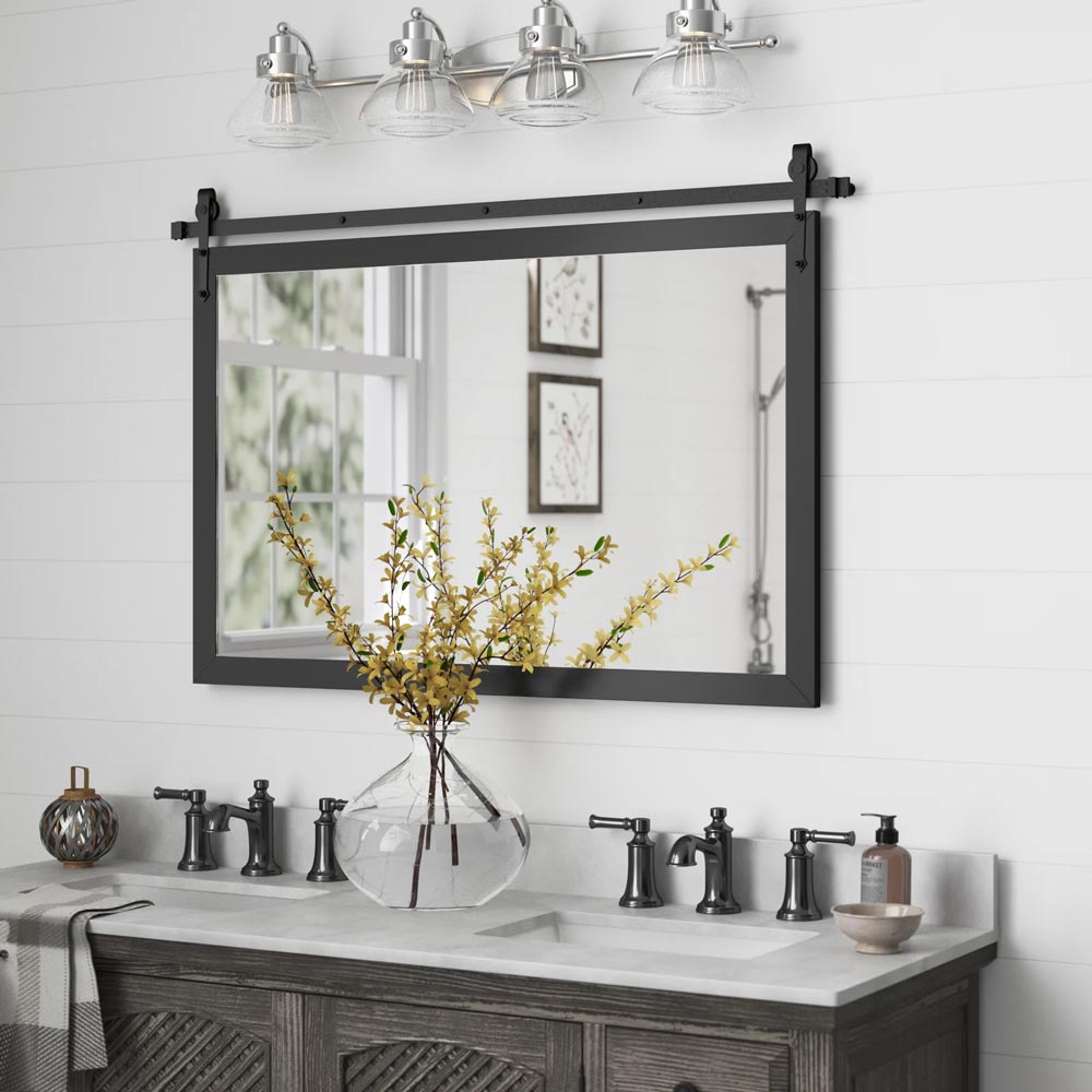 Horizontal Barn Accent Vanity Mirror - Farmhouse Bathroom Mirror