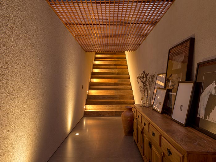 House of Stones in Franca, Brazil - illuminated staircase