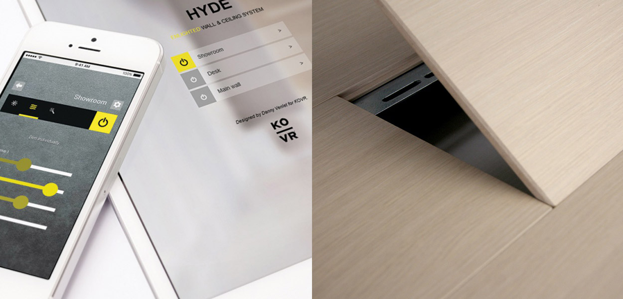 Hyde smartphone controlled LED wall panels - smartphone app and panel view