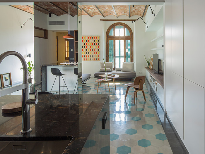 Stunning apartment designed by Nook Architects for the owner's occasional visits to Barcelona