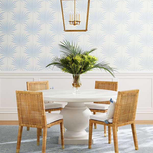 Island Palm Wallpaper - light blue coastal wallpaper