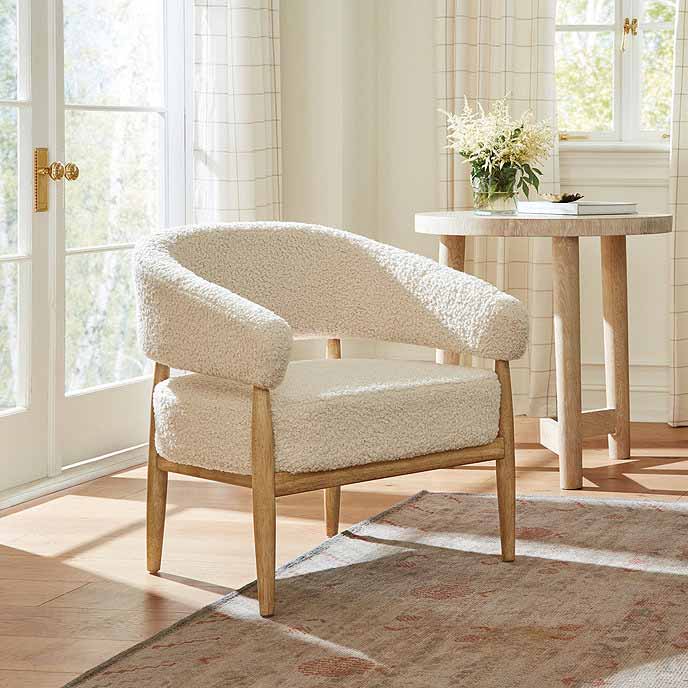 Ivory faux shearling chair