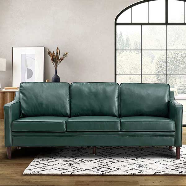 Jannae 80" Vegan Leather Upholstered Square Arm Sofa