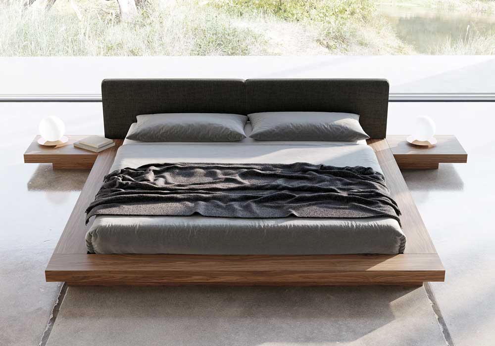 Japandi floating platform bed