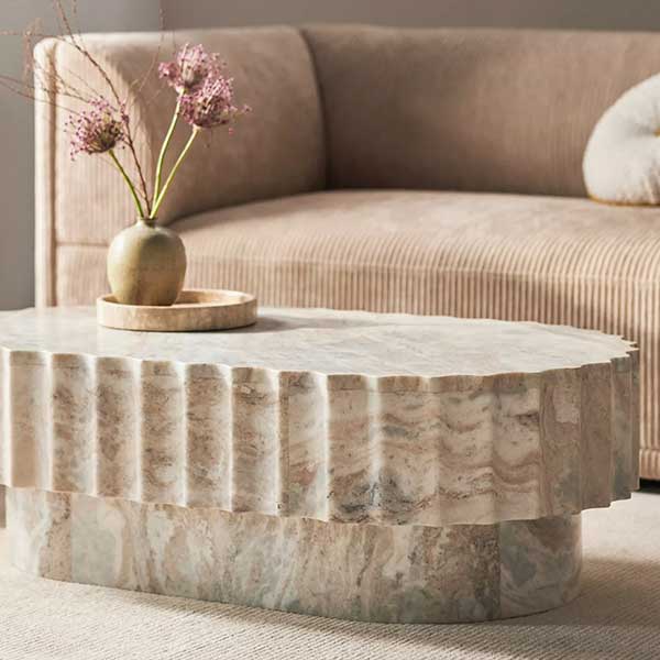 Jolie Oval 44" Marble Coffee Table - this white marble coffee table is perfect for any modern and contemporary living room