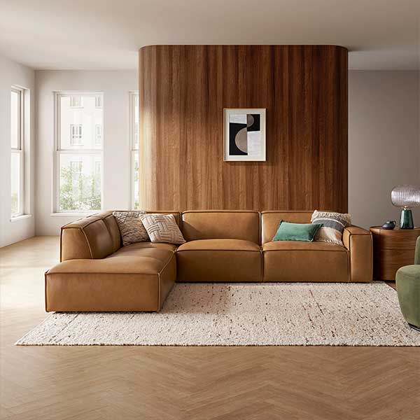 Jonathan Leather Extended Side Chaise Sectional