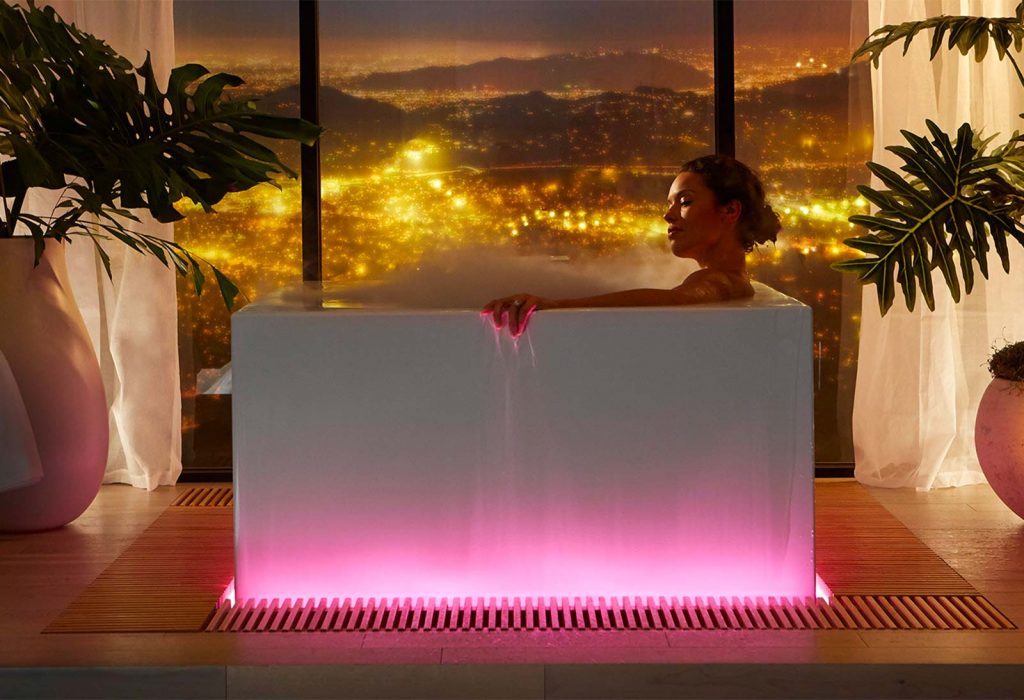 Kohler's Stillness Infinity Experience Bath creates a spa-like experience at home