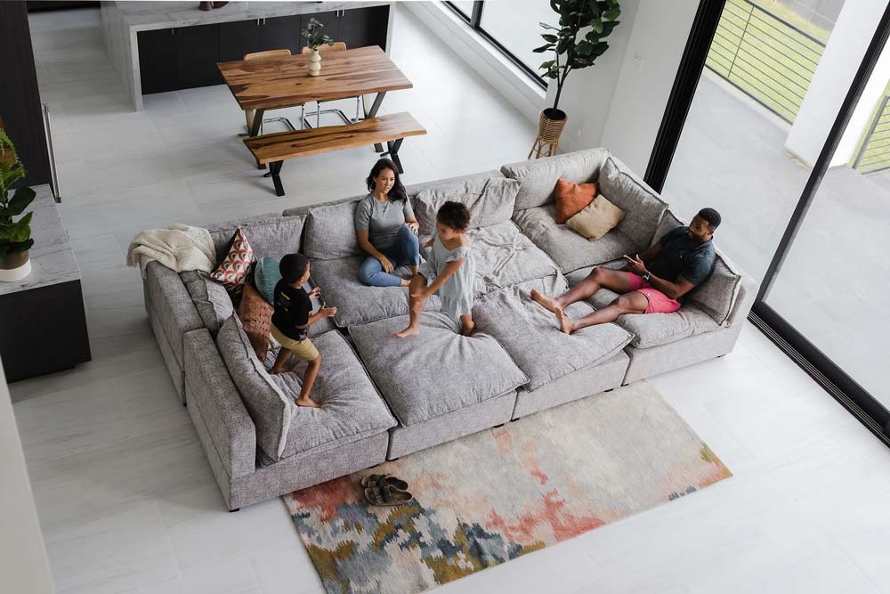 Kova Grand Pit - Modern modular pit sectional sofa for sale - large gray pit sectional