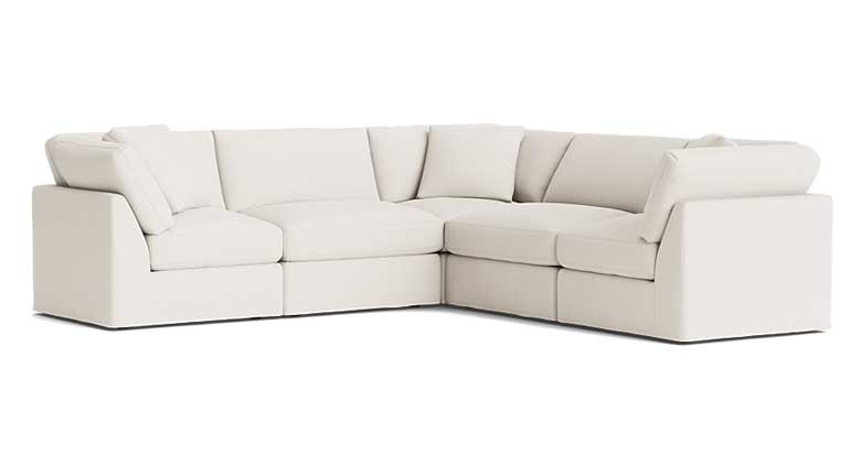 L-shaped modular sofa with deep seats an comfy pillows