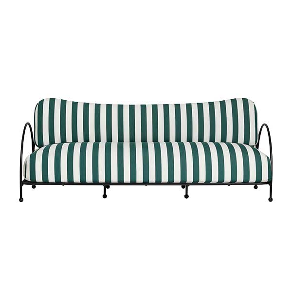 Lanata Outdoor Sofa- Green Stripe Outdoor Sofa with slim metal frame