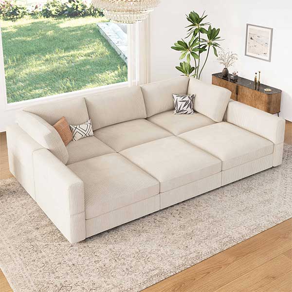 Latitude Run U-shaped Corduroy Sectional Modular Sofa Couch