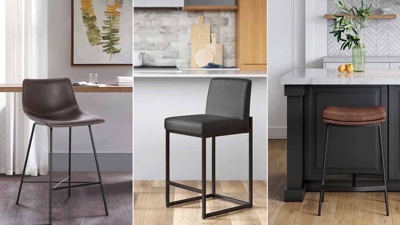 Leather counter stools for a luxurious kitchen