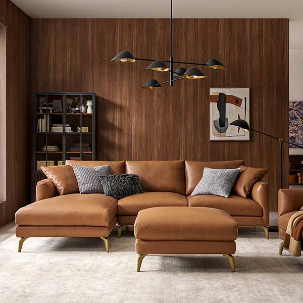 Lena Leather Chaise Sectional Sofa