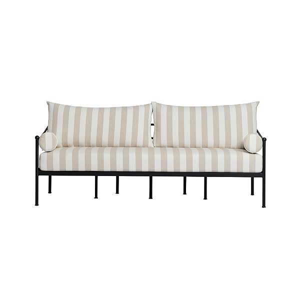 Leni Outdoor Sofa, Natural Stripe - striped metal outdoor sofa for a timeless look