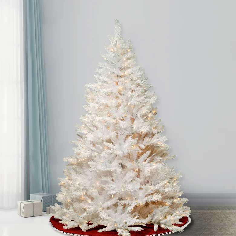Lighted Artificial Fir White Christmas Tree