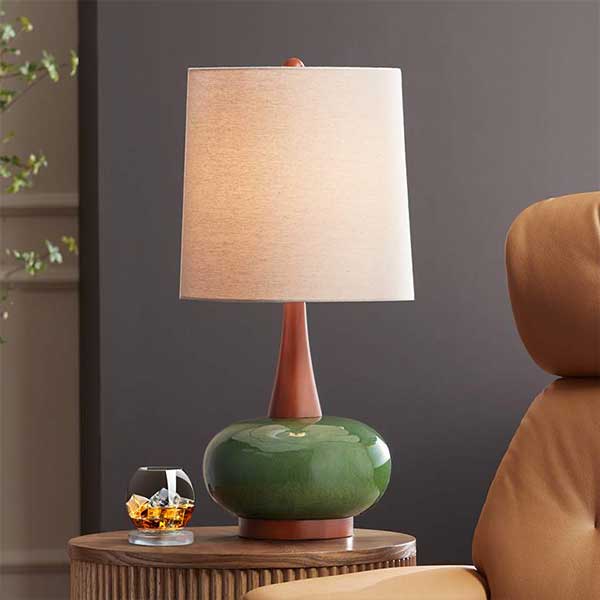 360 Lighting Andi 25" Modern Wood and Green Ceramic Table Lamp