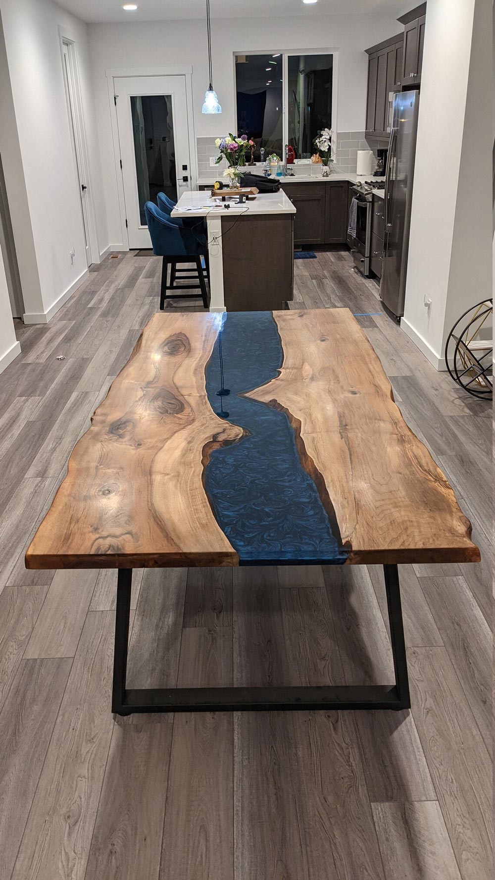 Green Epoxy Resin Table Top, Dining Farmhouse Furniture, Living