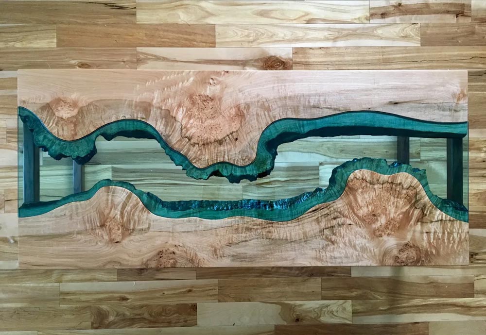 Handmade live edge river coffee table