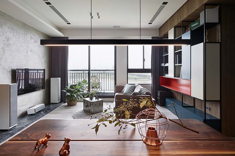 Open-space living area inside a small home in New Taipei City, Taiwan designed by Awork.Design Studio