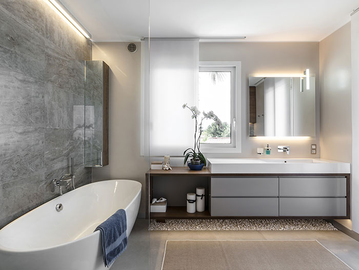 Luxurious bathroom design by NG-Studio in stylish villa in Italy
