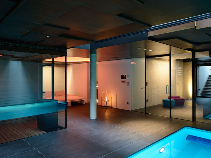 Indoor pool and spa area of a luxurious villa in Vienna, Austria