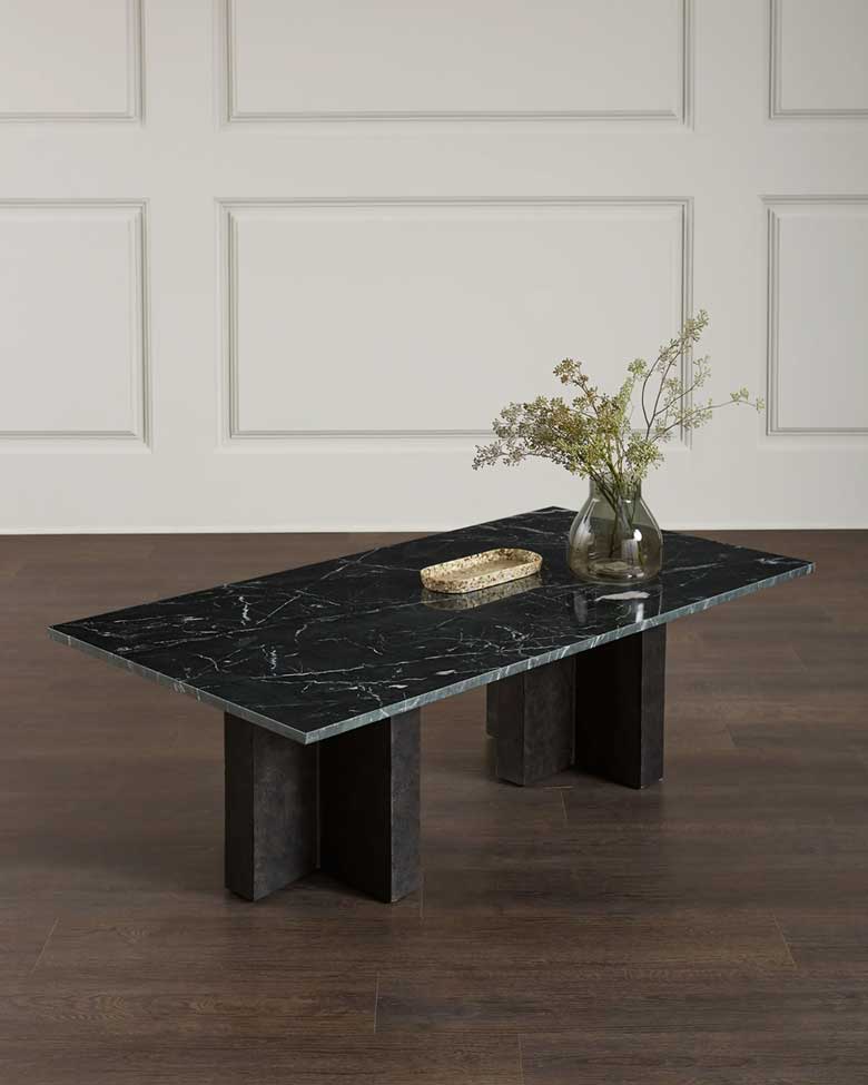 Marble coffee table with aluminum legs