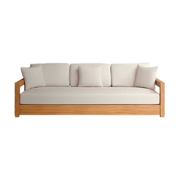 Melrose 76.55'' Teak Outdoor Sofa - beige teak 3-seat bench