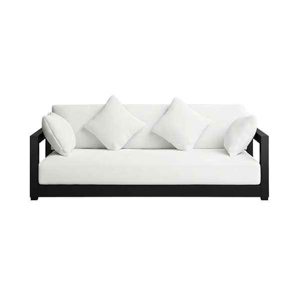 Melrose 76.55" Wide Outdoor Patio Sofa with Cushions - durable aluminum frame with a sleek black finish
