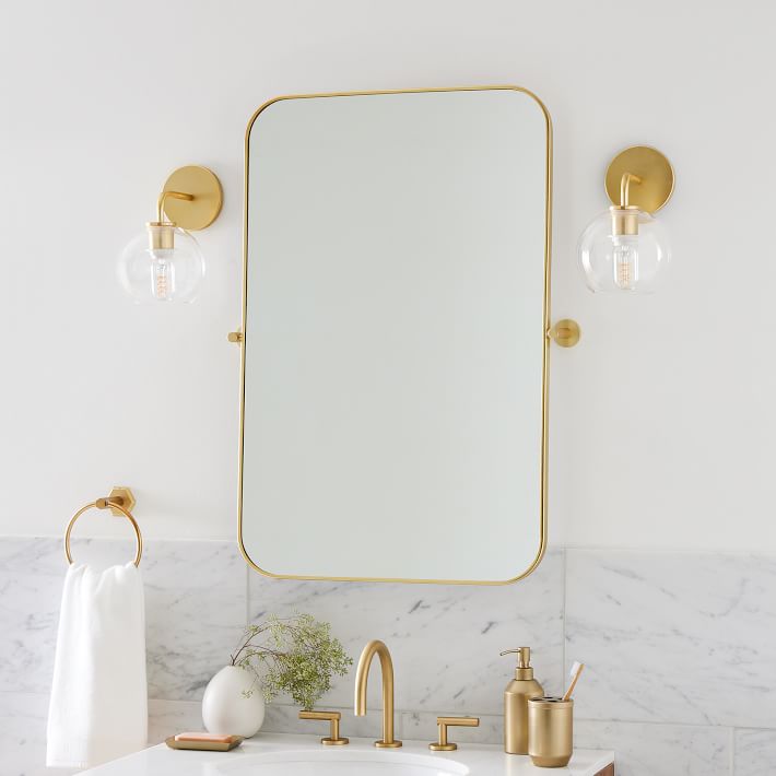 Metal frame pivot rectangular mirror