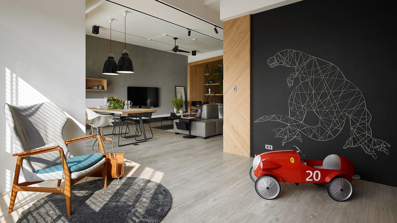 This modern, inviting apartment in Taiwan has plenty of spaces for the kids to play