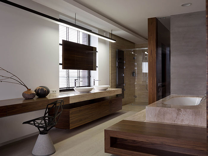 Amazing ensuite bathroom design in stylish luxury home in Ukraine by NOTT Design