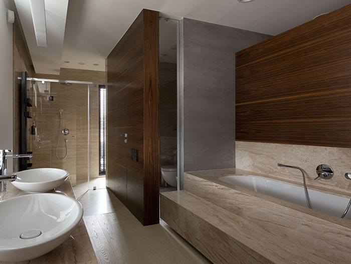 Incredible modern bathroom design in Two Levels redesigned home in Ukraine