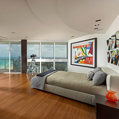 Modern bedroom with unbelievable Miami Beach views - a breathtaking penthouse by Pepe Calderin Design