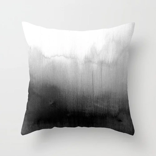 Modern Black and White Watercolor Gradient Throw Pillow