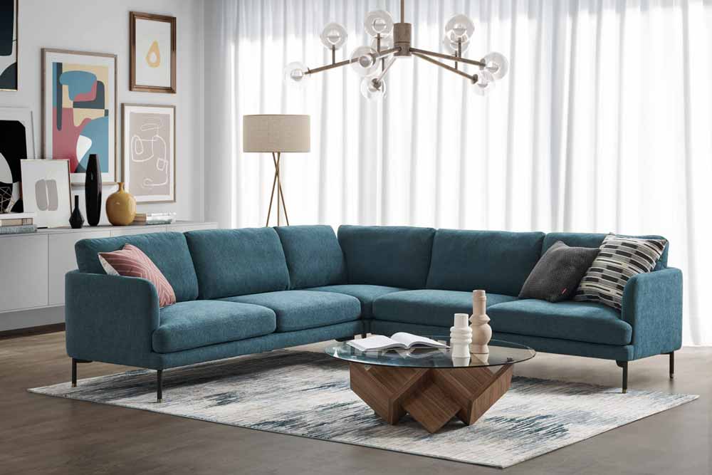 Modern blue L-shape sofa for sale