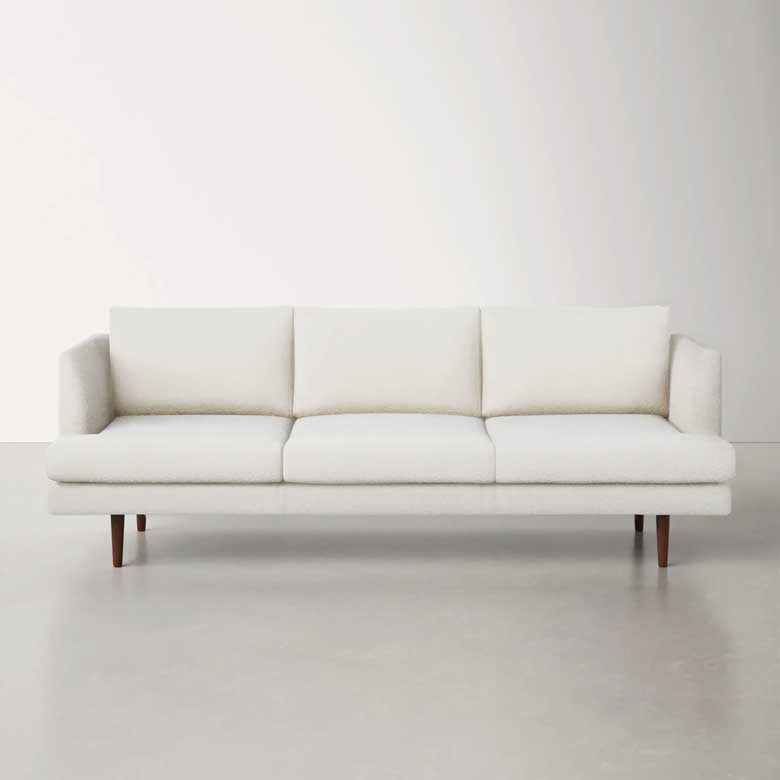 Modern boucle sofa with dowel legs