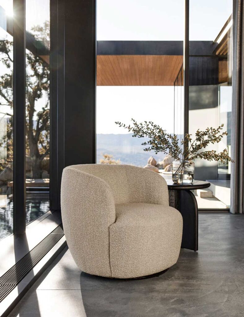 modern boucle swivel chair | modern accent chair for living room