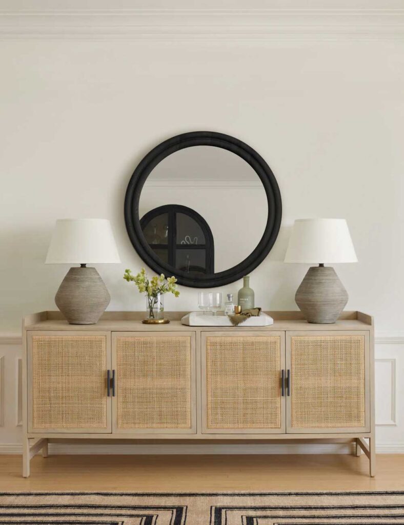 Modern rattan sideboard for sale - natural color