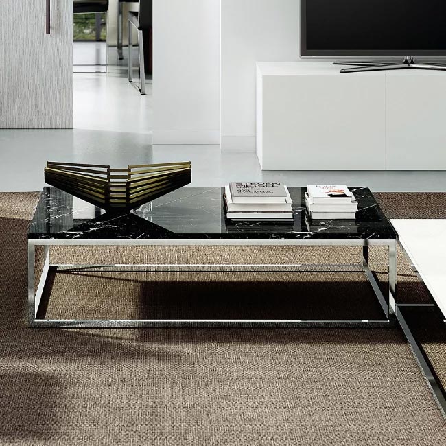 Square coffee table with black marble top | Modern coffee table for sale | Contemporary coffee table perfect for a stylish living room