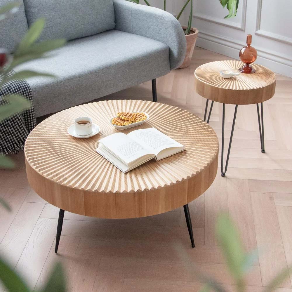 Modern coffee table set - 2-piece round coffee table for sale