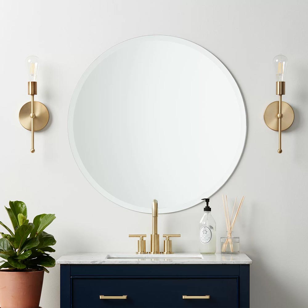 Modern / Contemporary Beveled Frameless Round Bathroom / Vanity Mirror