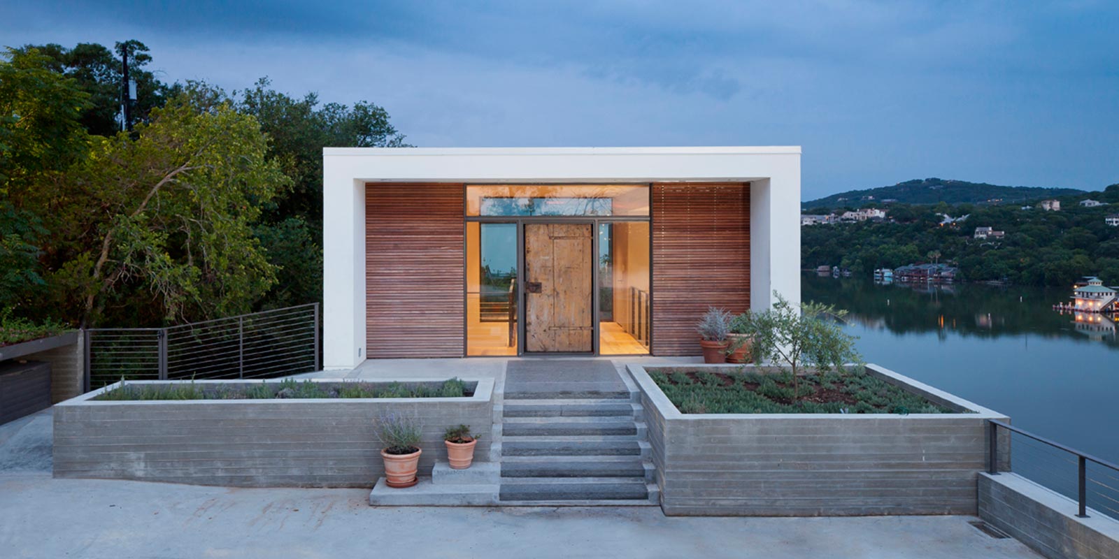 Modern entrance to Cliff Dwelling near Lake Austin, Texas