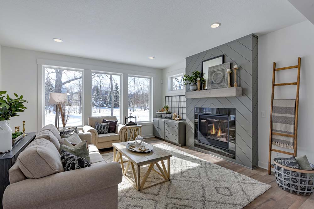 Modern Farmhouse Living Room with Shiplap Fireplace