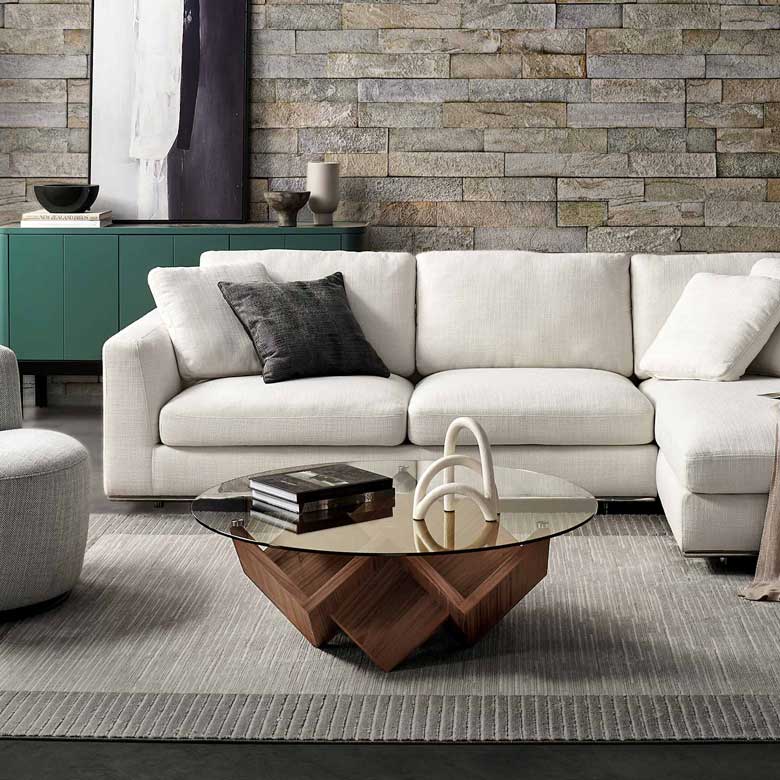 Modern Geometric Glass Coffee Table For Sale