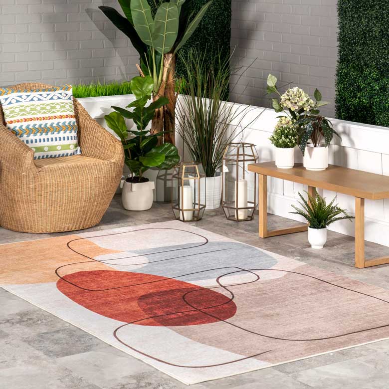 Modern indoor outdoor geometric rug for sale