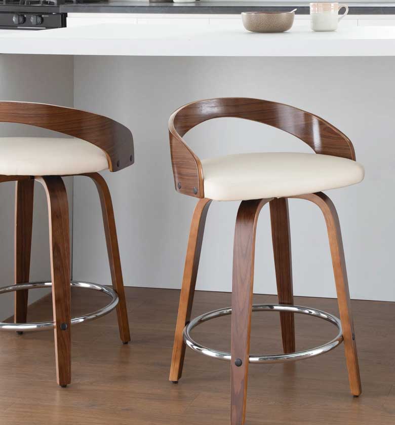 Modern Leather Swivel Counter Stools For Kitchen Island