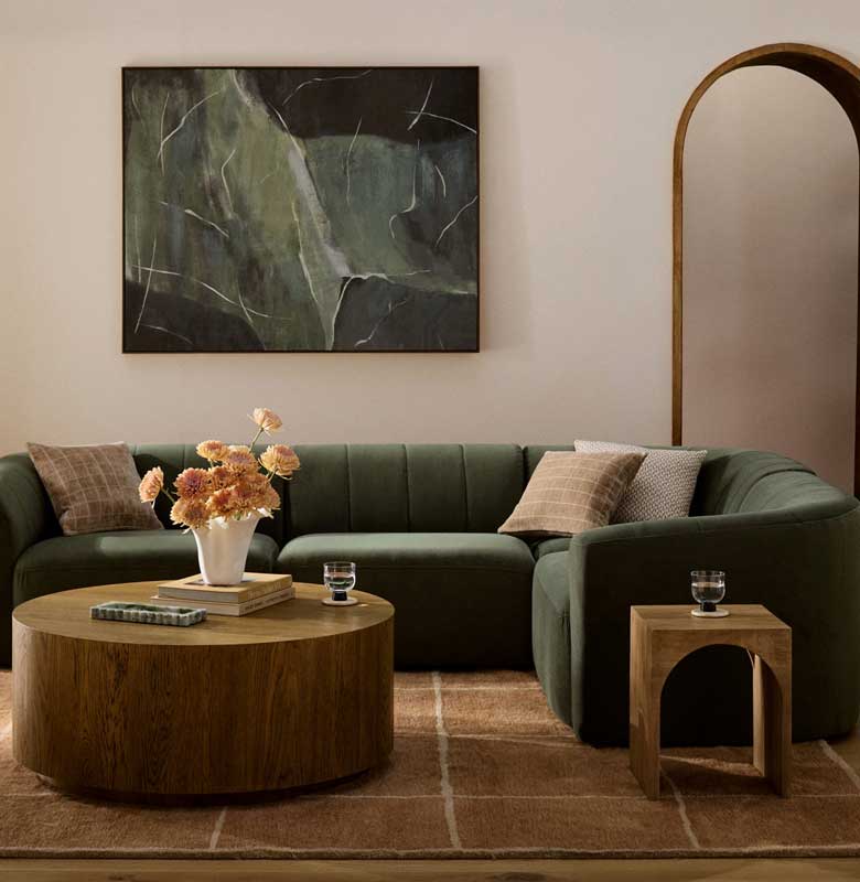 Modern modular corner sectional  L-shaped green sofa for sale