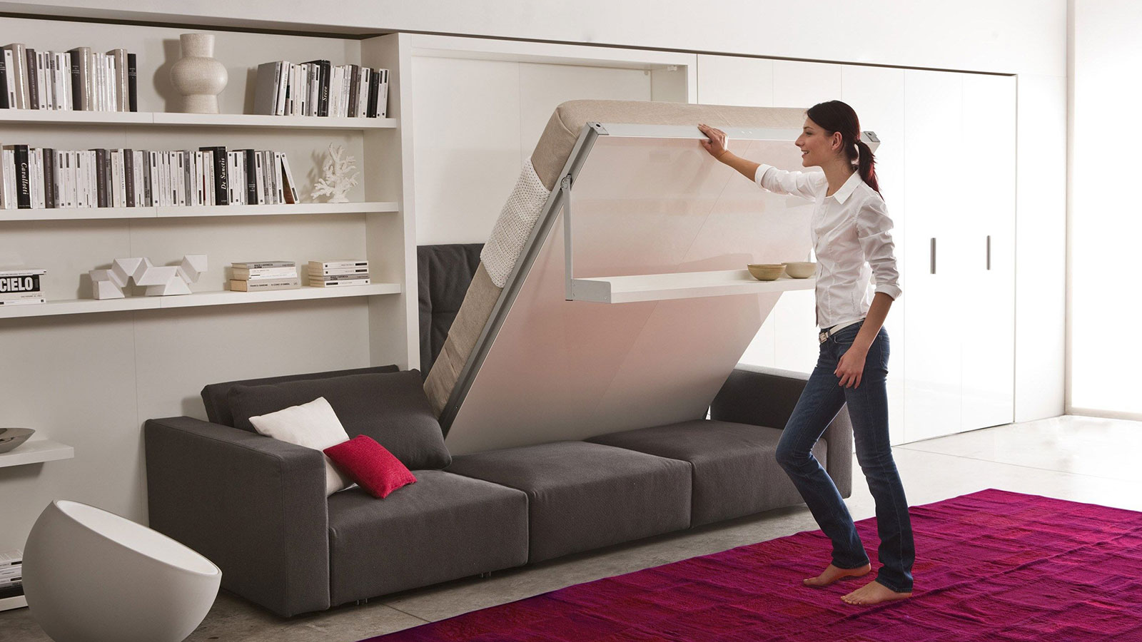 These 10 Modern Murphy Beds Will Help, Murphy Bed With Sofa In Front
