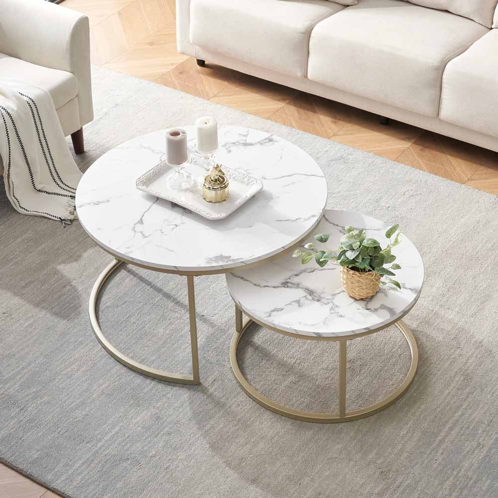 Modern nesting coffee table with white marble top | Modern coffee table for sale | Contemporary coffee table perfect for a stylish living room
