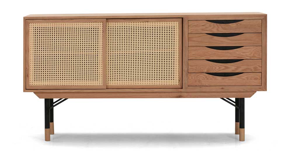 Modern oak cane sideboard
